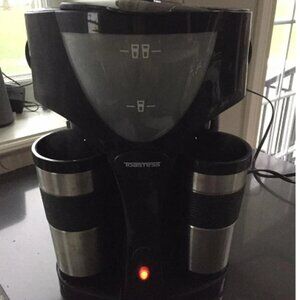 Toastess Twin Coffee Maker with Two Travel Mugs
